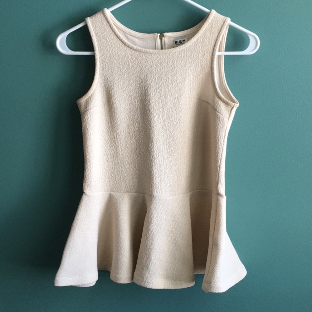 Cream fit and flair blouse